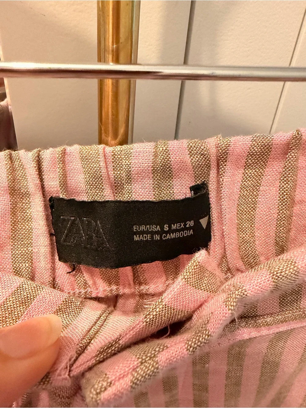 Zara Pink-Striped Wide Leg Pants.